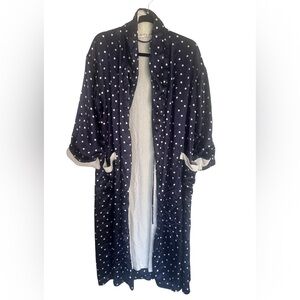 Vintage Victoria’s Secret Navy & White Polka Dot Full-Length Robe – PS – EUC